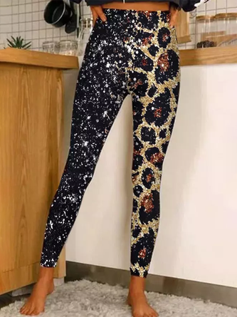 Leopard Print Leggings glänzende Pailletten Design für alle Saison Noracora