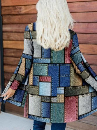 Lässig Geometrisch Print Jersey Jacke
