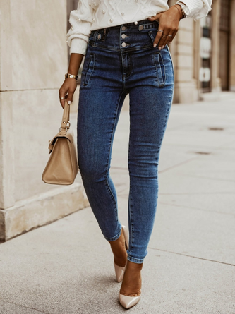 Lässig Regelmäßige Passform Denim Jeans