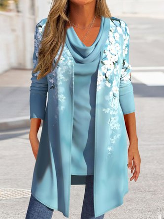 Lässig Jersey Blumenmuster Zweiteiliges Set