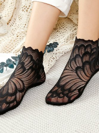 Spitze Hohl Federmuster Socken Kristall Socken Elegant Party Zubehör