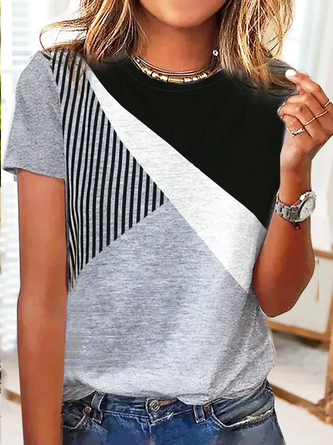Abstrakt Print T-Shirt Jersey lässig Stil Noracora