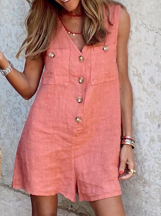 Lässig V-Ausschnitt Jumpsuit