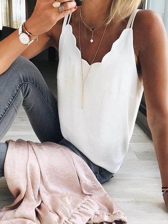 Sonstiges weißes Tanktop lässiger Stil Urlaub Noracora