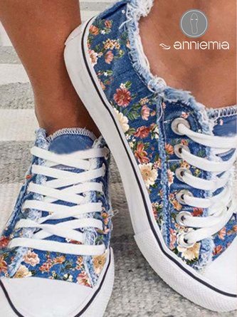Blumenmuster Weich Sohle Lässig Segeltuch Schuhe