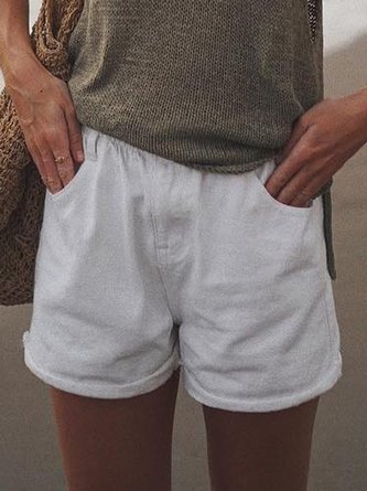 Polyester Baumwolle Unifarben Weit Lässige Shorts