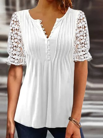Große Größen Spitze Elegant Jersey T-Shirt