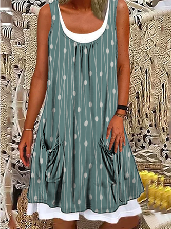 Abstrakt Polka Dots Lässig Weit Kleid