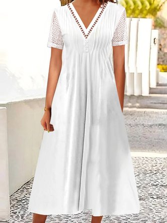 Weit Spitzenrand Freizeitkleid