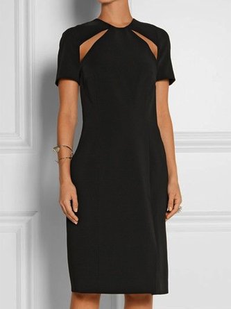 Cut-Outs Unifarben Kurzarm Lässig Tunika Kleid