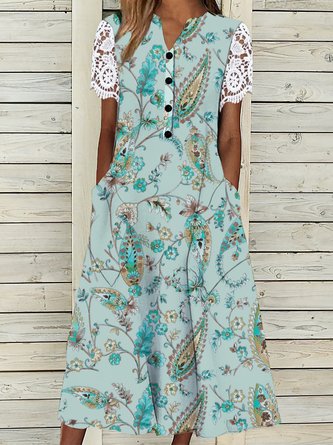 Nahtverarbeitung Weit Jersey Freizeitkleid