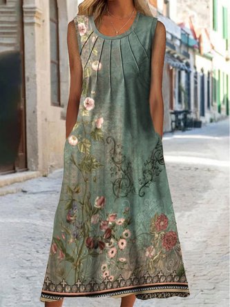 Blumen Paisley Print Maxikleid Ethnisch Tank-Kleid Lässig Urlaub Noracora