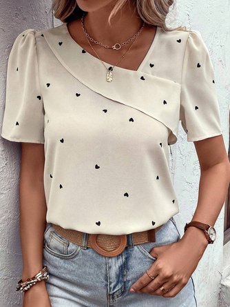 Lässig Asymmetrisch Weit Herz/Herz Bluse