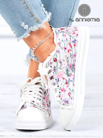 Weich und Bequem Klein Blumenmuster Segeltuch Schuhe