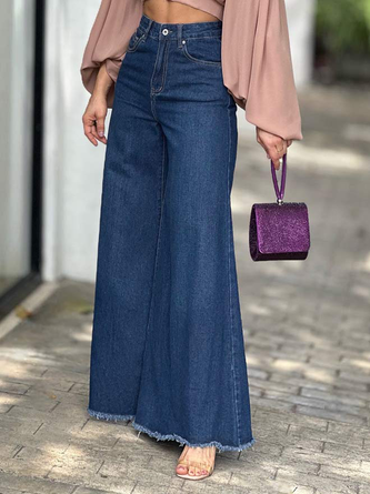 Urban Unifarben Weit Lang Weitem Bein  Jeans
