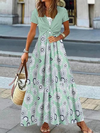 Print Weit Cashew Blumen Urlaub Zweiteiliges Set