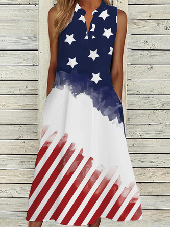 Lässig Weit Amerika-Flagge Kleid mit Nein