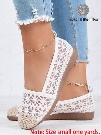 Weiß romantisch Spitze Tragbar Sohle Flach Schuhe