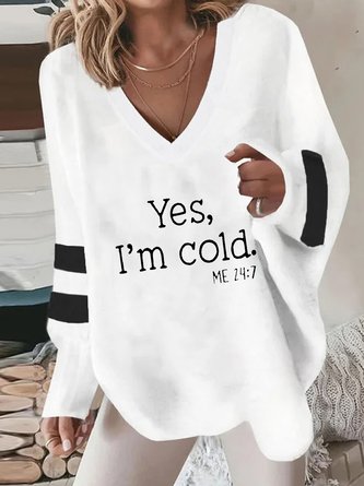V-Ausschnitt Lässig Satz Weit Sweatshirt