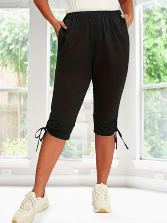 Lässig Unifarben Gerüscht Normal Caprihosen Legging