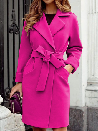 Schalkragen Langarm Unifarben Regelmäßig Mikroelastizität Regelmäßige Passform Mantel für Damen