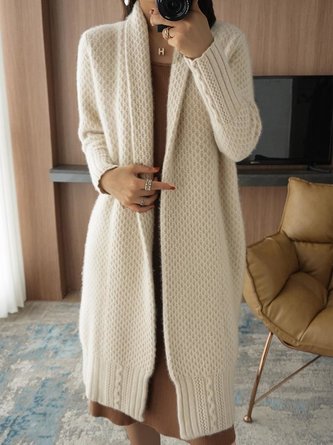 Damen Garn/Wollgarn Unifarben Langarm Bequem Lässig Strickjacke