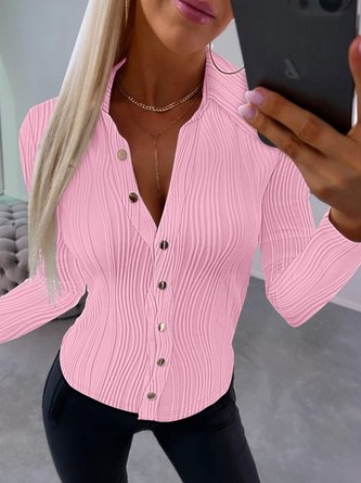 Stehkragen Langarm Unifarben Regelmäßig Regelmäßige Passform Bluse für Damen