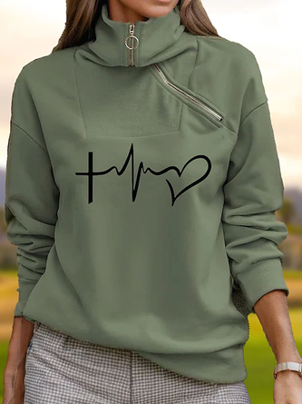 Lässig Gekerbt Textbriefe Sweatshirt Schnürung