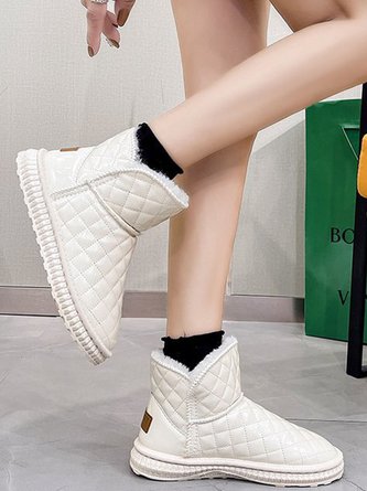 Lässig Unifarben Slip On Flach Schneestiefel