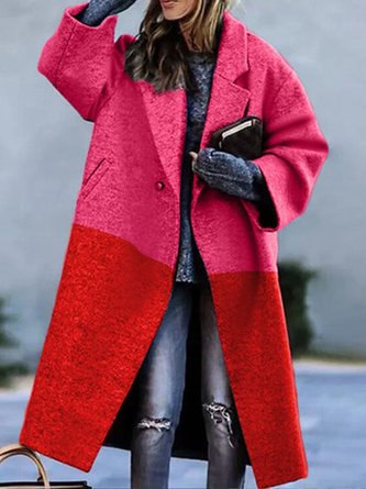 Schalkragen Langarm Geometrisch Regelmäßig Weit Mantel für Damen