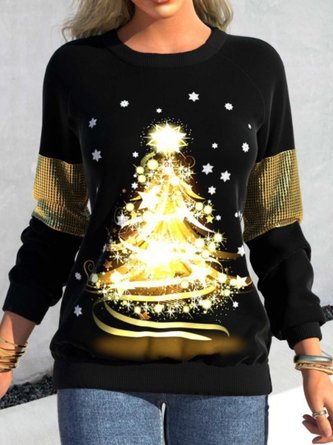 Lässig Rundhals Weihnachten Sweatshirt