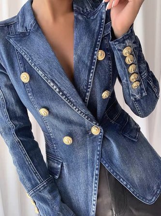 Dreiviertelärmel Ethnisch Regelmäßig Mikroelastizität Regelmäßige Passform Blazer für Damen
