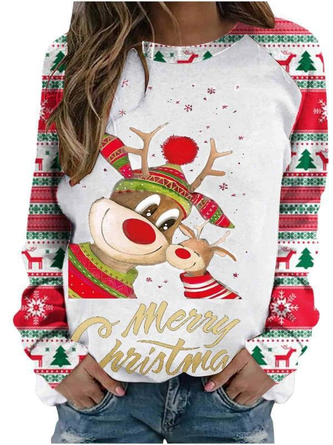 Lässig Rundhals Weihnachten Sweatshirt