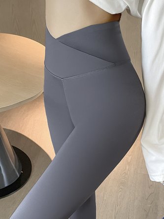 Lässig Unifarben Lang Legging