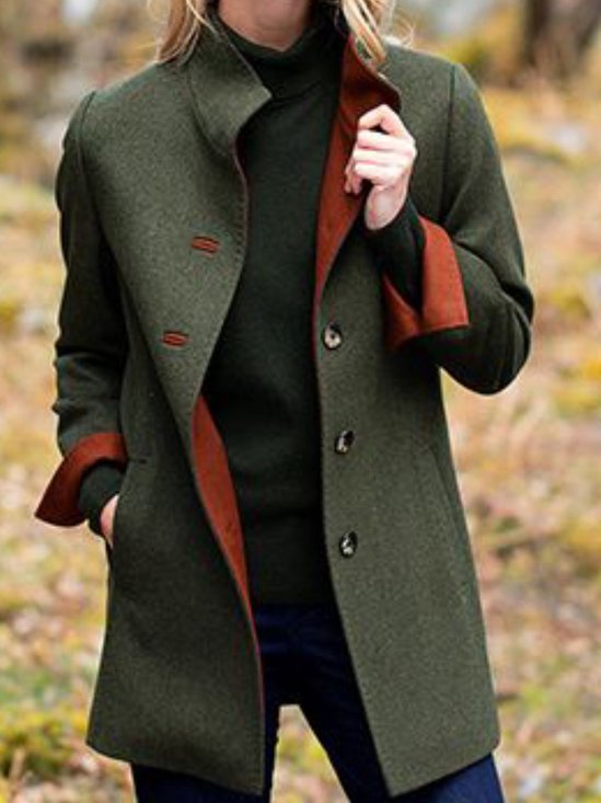 Langarm V-Ausschnitt Mantel mit Taschen