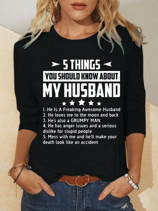 Lässig Buchstabe Rundhals Langarm T-Shirt