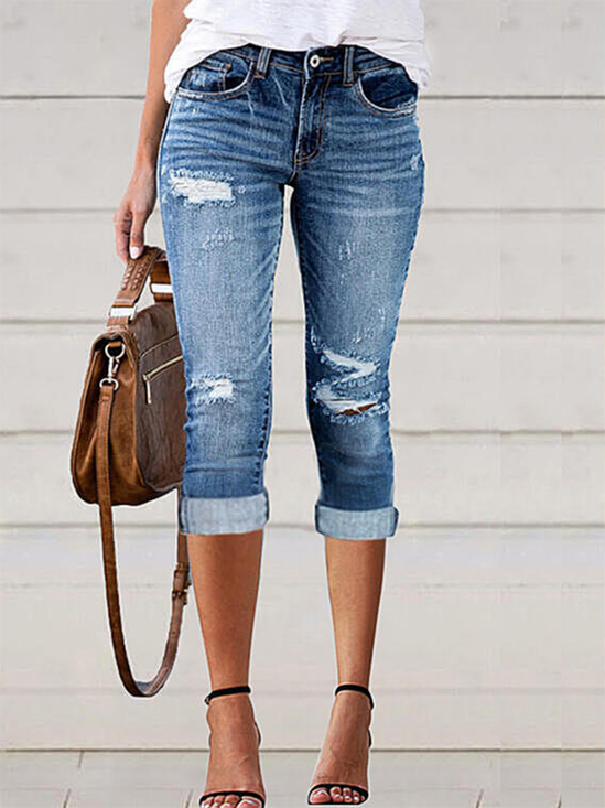 Unifarben Lässig Jeans