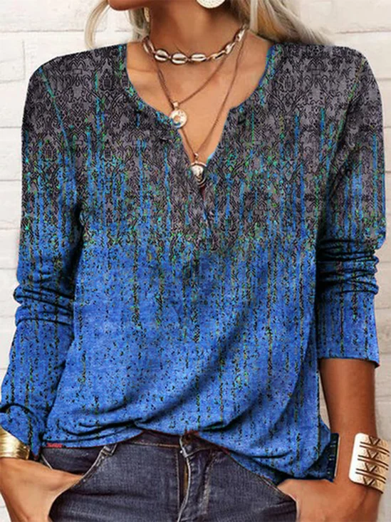 Ethnisch Paisley Print Shirt Retro Stil Langarm Noracora