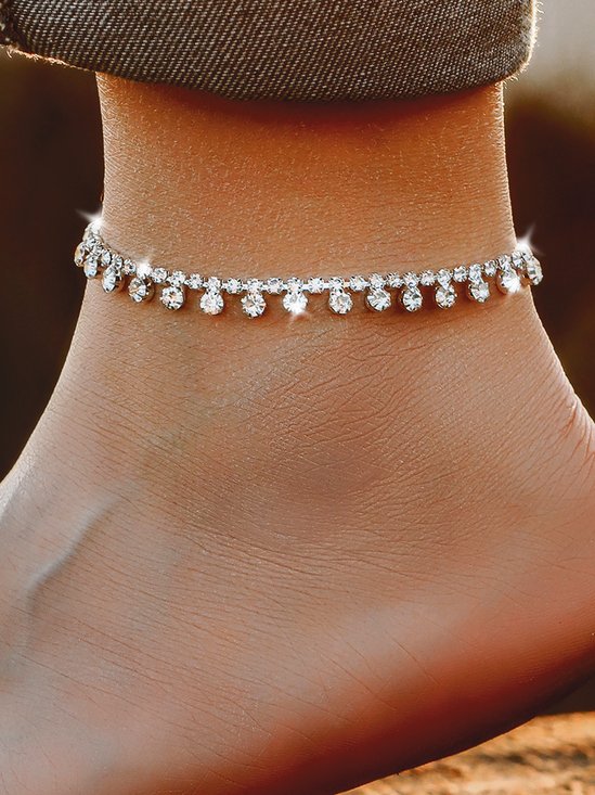 Böhmisch Stil Diamant Glitzernd Einzeln Schicht Fußkettchen Party Urlaub Strand Schmuck