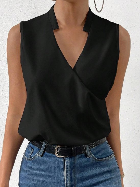 Unifarben Bluse mit Kreuzhals Elegant&Lässig Noracora