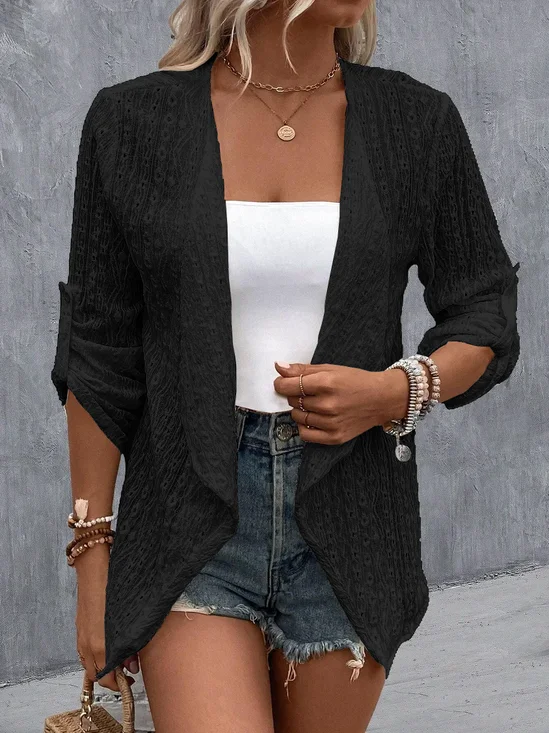 Unifarben Ausgehöhlt Lässig Jacke
