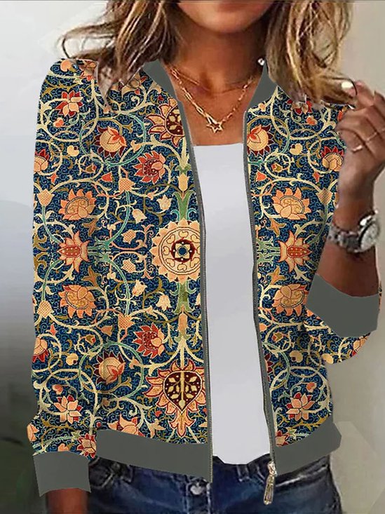 Ethnisch-Print Weit Jacke Mikroelastizität für Damen Noracora
