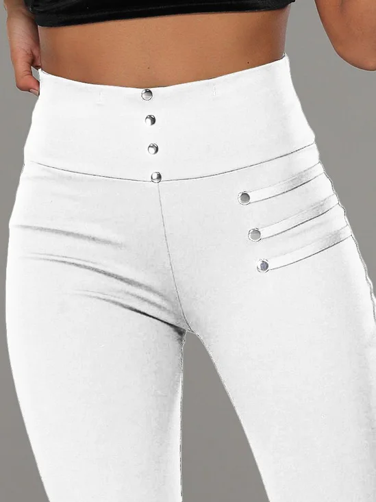 Lässig Unifarben Lang Hose