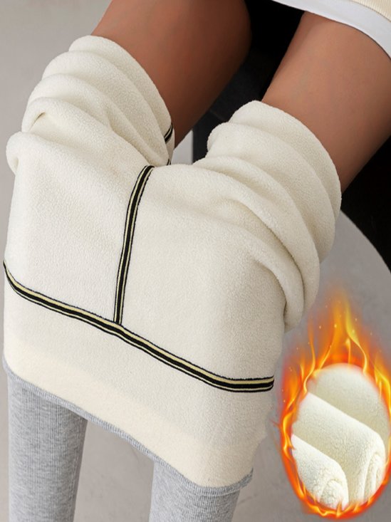 Lässig Unifarben Lang Legging