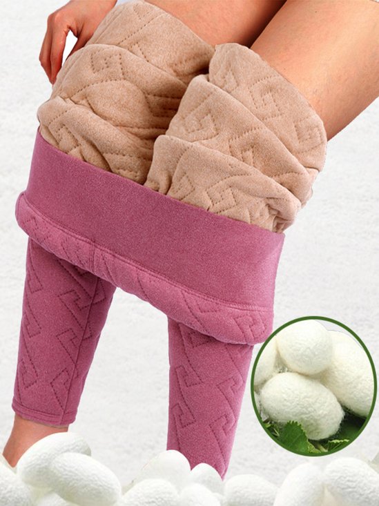 Lässig Unifarben Lang Legging