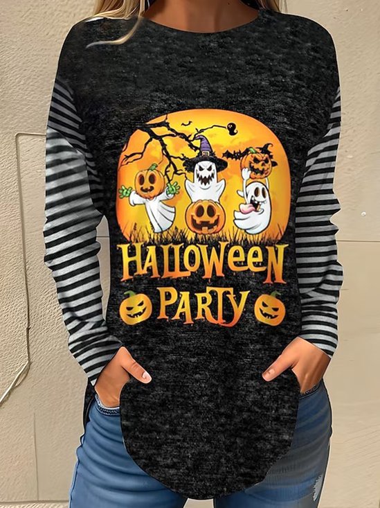 Lässig Halloween Rundhals Langarm T-Shirt