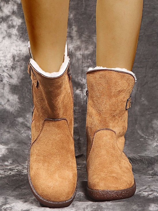 Westlicher Stil Unifarben Slip On Flach Schneestiefel