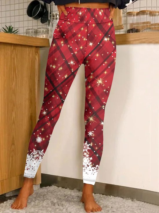 Lässig Kariert Knöchelhose Legging