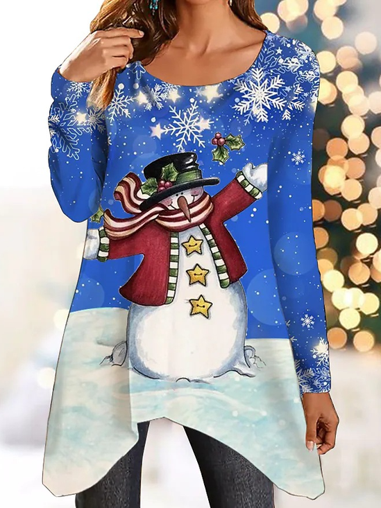 Damen Weihnachten V-Ausschnitt Langarm Bequem Lässig Kurz Kleid