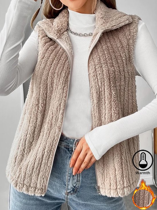 Damen Unifarben Vlies Weit Tanktop